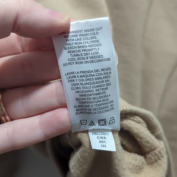 Champion Mock Neck Neutral Sweatshirt Long Sleeve Logo Beige Tan Size M - Picture 8 of 8